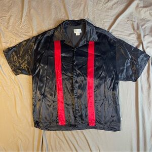 Vintage BC Ethic Lounge Satin Rockabilly Lounge Camp Shirt Onyx Buttons Large